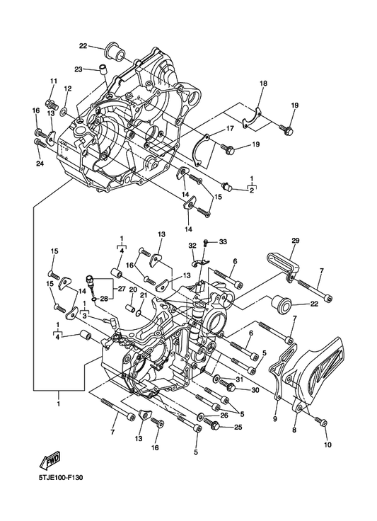 Yamaha 90151-06044 Screw, Countersunk — shown on the Crankcase parts diagram