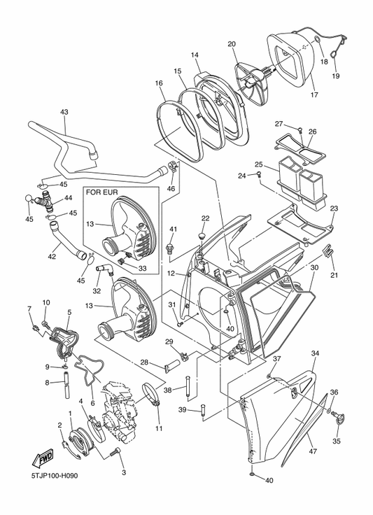 Yamaha 5TJ-21757-00 Washer, Special 1 — shown on the Intake parts diagram