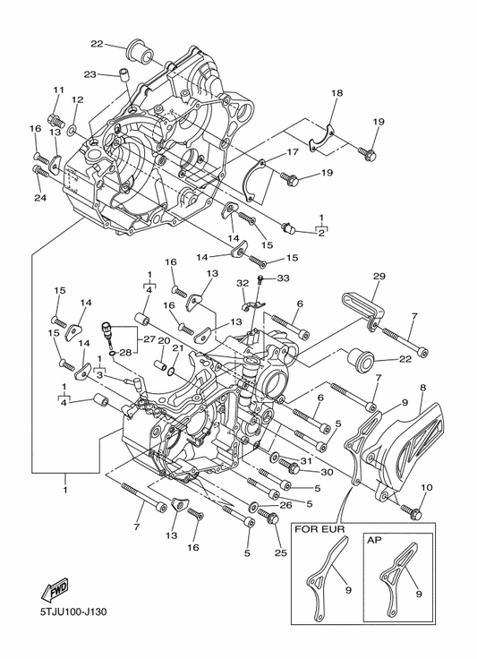 Yamaha 90387-18007 Collar — shown on the Crankcase parts diagram