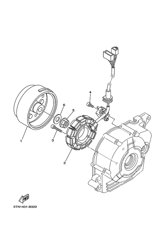 Yamaha 5B6-H1410-01 Stator Assy — shown on the Generator parts diagram