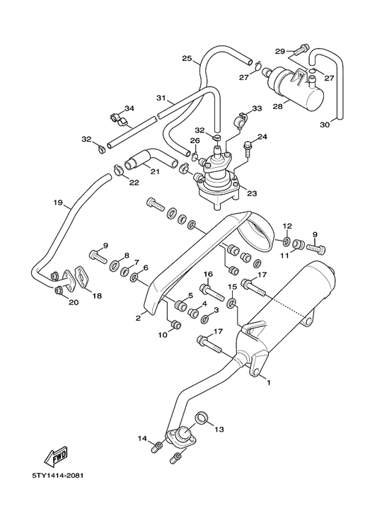 Yamaha 4CW-E4766-00 Washer, Protector — shown on the Exhaust parts diagram