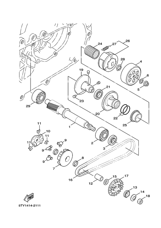 Yamaha 4HP-E7611-00 Sheave, Primary Fixed — shown on the Clutch parts diagram