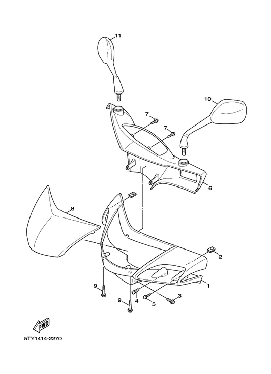 Yamaha 5ML-F6234-00 Screen — shown on the Cowling 1 parts diagram