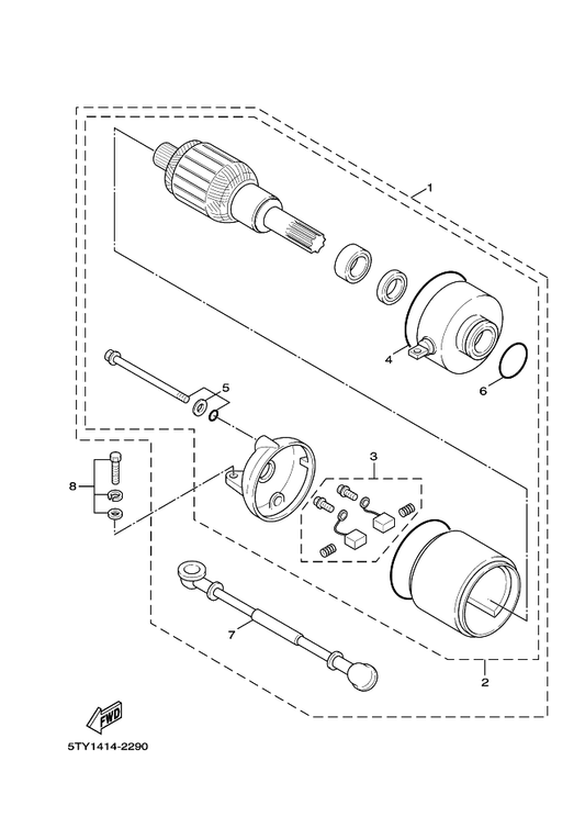 Yamaha 3UH-H1828-01 . . Bolt 2 — shown on the Starting Motor parts diagram