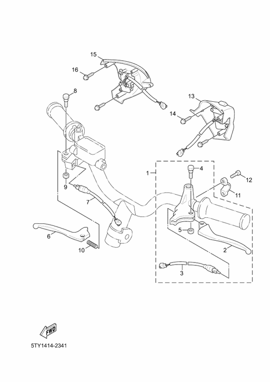 Yamaha 5NV-H3945-00 . Bolt, Lever — shown on the Handle Switch & Lever parts diagram