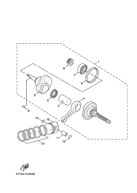 Yamaha 1P3-E1422-00 . Crank 2 — shown on the Crankshaft & Piston parts diagram