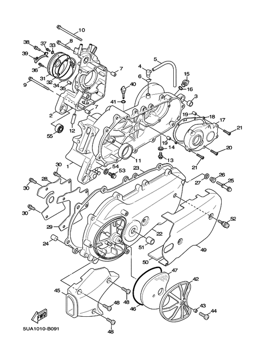Yamaha 5ML-E5471-00 Duct, Air — shown on the Crankcase parts diagram