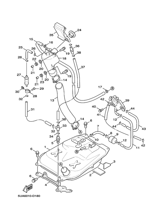 Yamaha 90480-01326 Grommet — shown on the Fuel Tank parts diagram