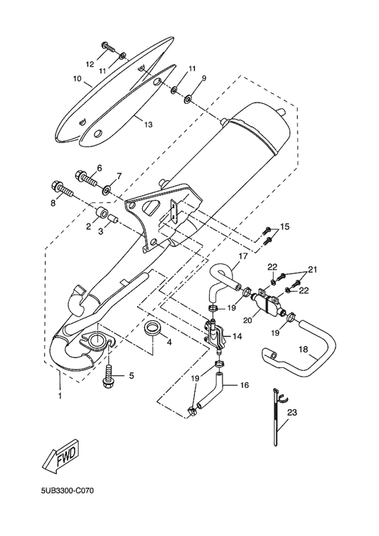 Yamaha 3WX-14766-00 Washer, Protector — shown on the Exhaust parts diagram