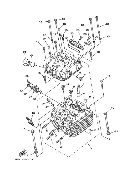 Yamaha 5KM-11101-01 Cylinder Head Assy — shown on the Cylinder Head parts diagram