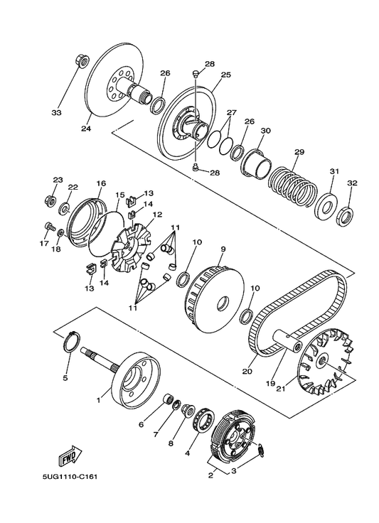 Yamaha 5UG-17620-00 Primary Sliding Sheave Comp. — shown on the Clutch parts diagram