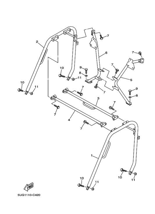 Yamaha 97017-10025 Bolt — shown on the Guard 2 parts diagram