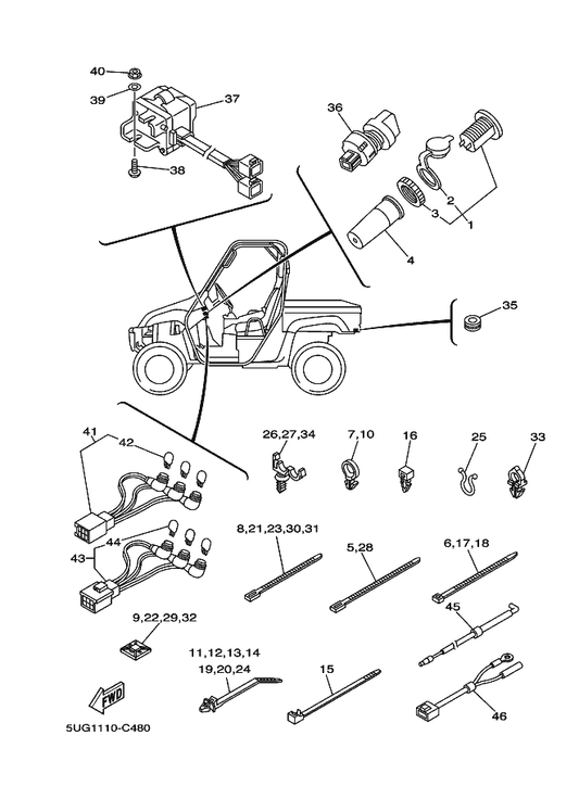 Yamaha 5UG-83530-10 Pilot Light Assy — shown on the Electrical 2 parts diagram
