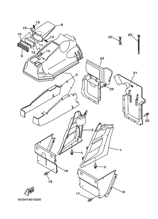 Yamaha 5UG-2177A-00 Box — shown on the Side Cover parts diagram