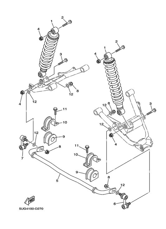 Yamaha 90105-12036 Bolt, Flange — shown on the Rear Suspension parts diagram