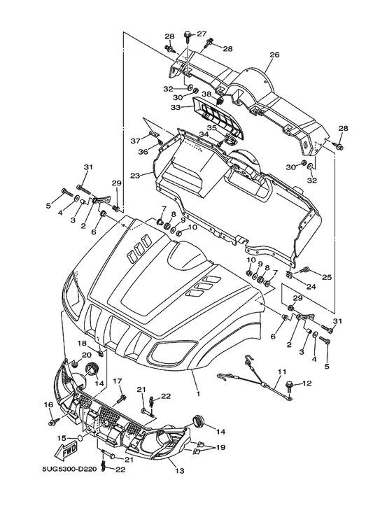 Yamaha 95707-06300 Nut, Flange — shown on the Front Fender parts diagram