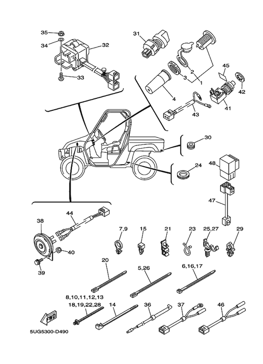 Yamaha 4LR-83371-11 Horn — shown on the Electrical 2 parts diagram