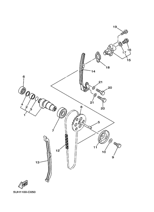 Yamaha 4KB-11145-00 Plate, Breather 2 — shown on the Camshaft & Chain parts diagram