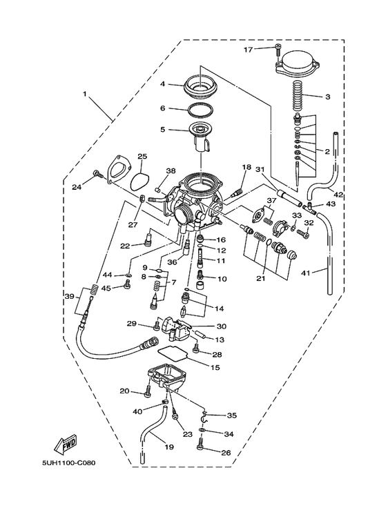Yamaha 5UH-E4101-01 Carburetor Assy 1 — shown on the Carburetor parts diagram