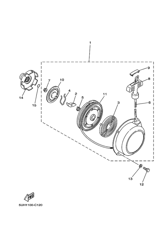 Yamaha 5UH-15716-00 . Plate, Drive — shown on the Starter parts diagram