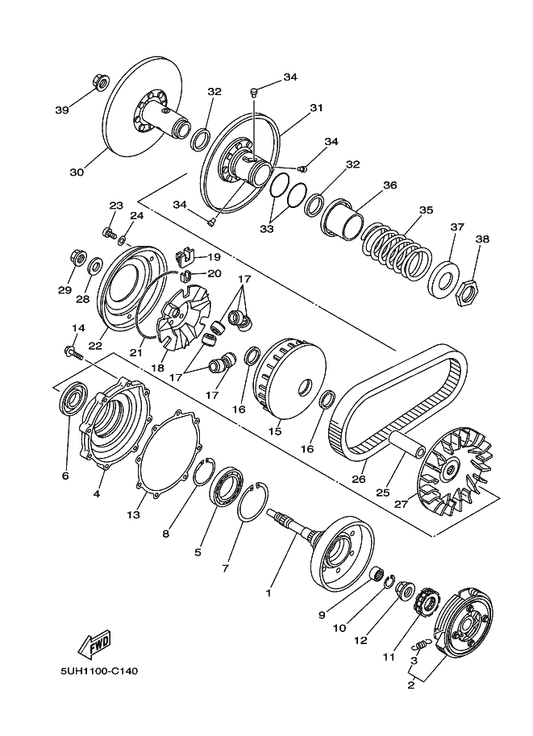 Yamaha 4WV-17654-01 . Spacer 1 — shown on the Clutch parts diagram