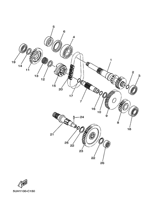Yamaha 90201-17013 Washer, Plate — shown on the Transmission parts diagram