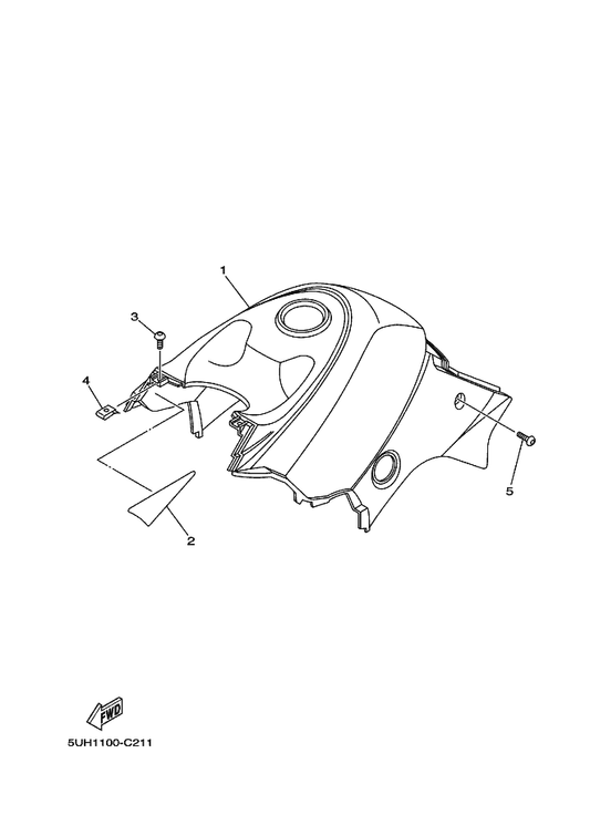 Yamaha 5UH-F171A-10 Cover, Top — shown on the Side Cover parts diagram