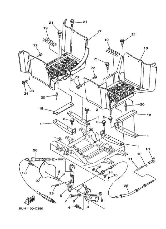 Yamaha 5ND-F7471-01 Bar, Footrest 1 — shown on the Stand & Footrest parts diagram