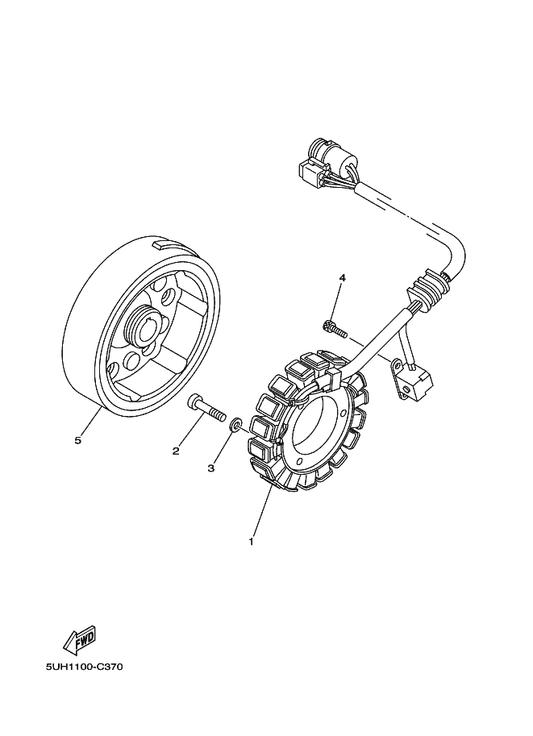 Yamaha 5UH-81450-00 Rotor Assy — shown on the Generator parts diagram