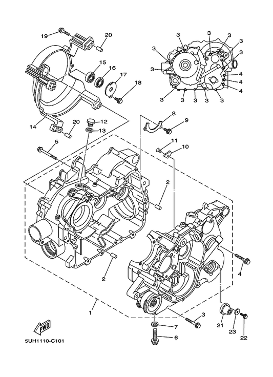 Yamaha 95022-12040 Bolt, Flange — shown on the Crankcase parts diagram