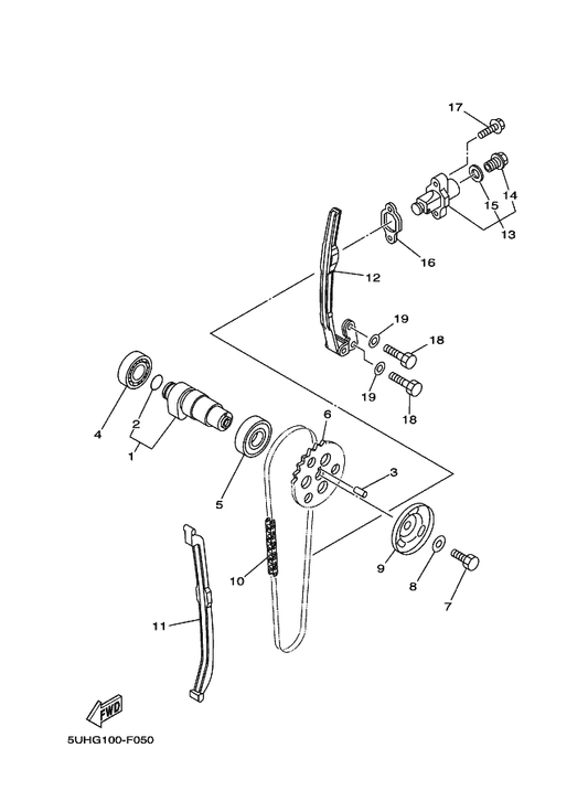 Yamaha 90101-10016 Bolt — shown on the Camshaft & Chain parts diagram