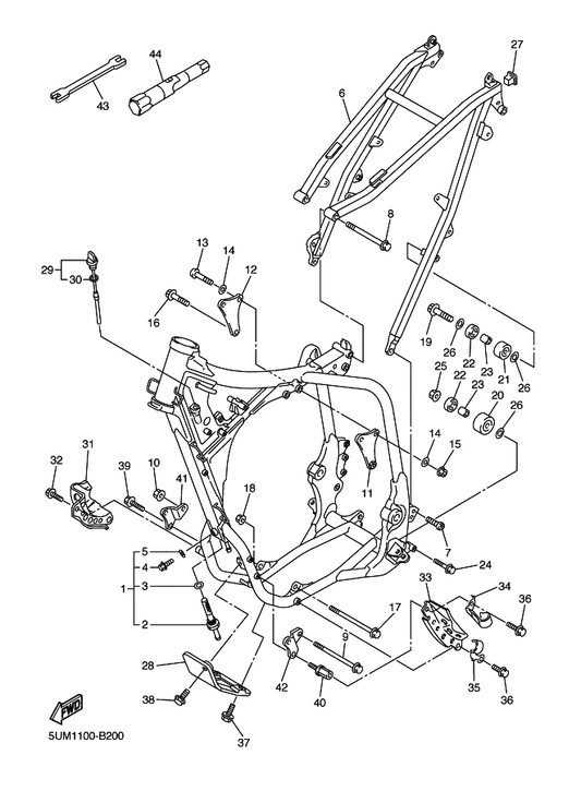 Yamaha 90185-08169 Nut, Self-Locking — shown on the Frame parts diagram