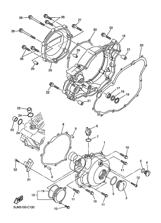 Yamaha 90105-065A1 Bolt, Flange — shown on the Crankcase Cover 1 parts diagram