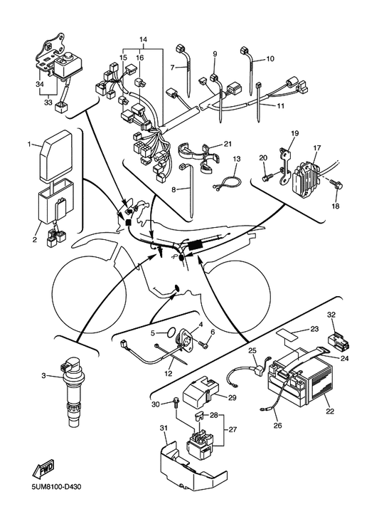 Yamaha 8DM-81950-00 Relay Assy — shown on the Electrical 1 parts diagram