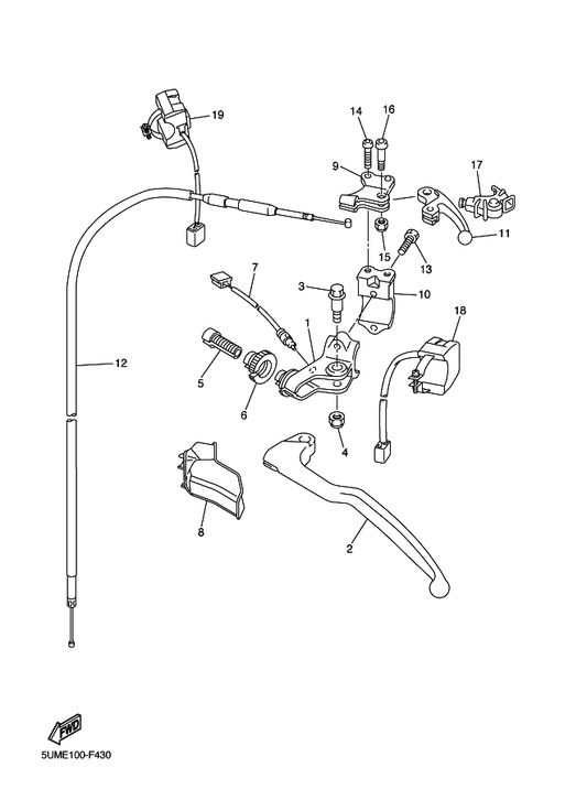 Yamaha 90149-05162 Screw — shown on the Handle Switch & Lever parts diagram