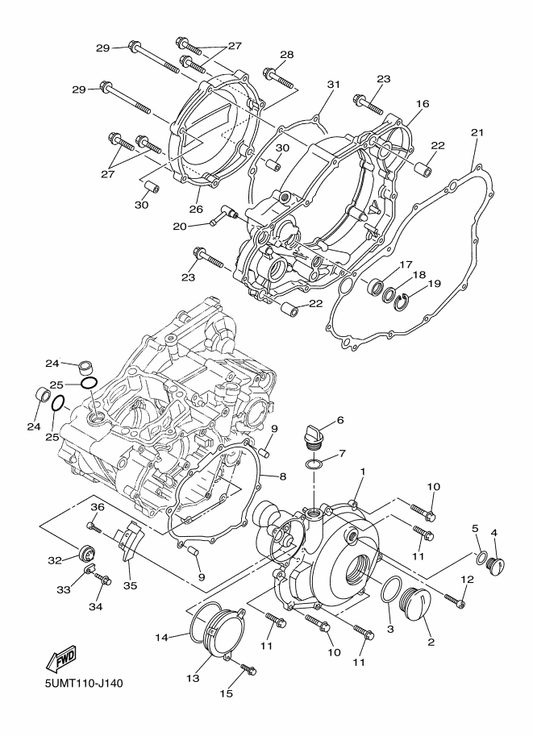 Yamaha 91312-06110 Bolt — shown on the Crankcase Cover 1 parts diagram