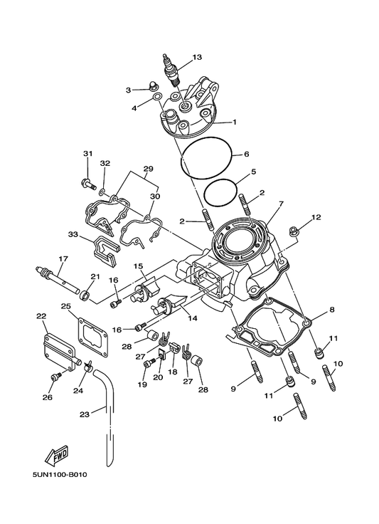 Yamaha 4JY-11354-10 Gasket — shown on the Cylinder Head parts diagram