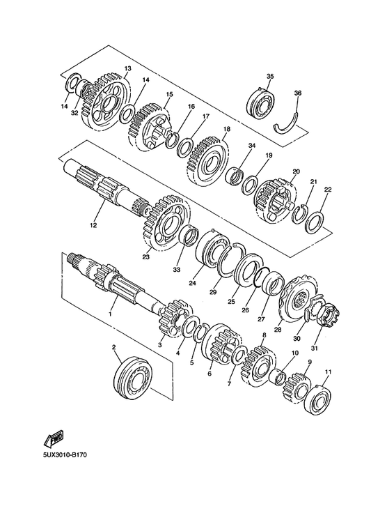 Yamaha 5UX-17141-00 Gear, 4Th Pinion (24T) — shown on the Transmission parts diagram