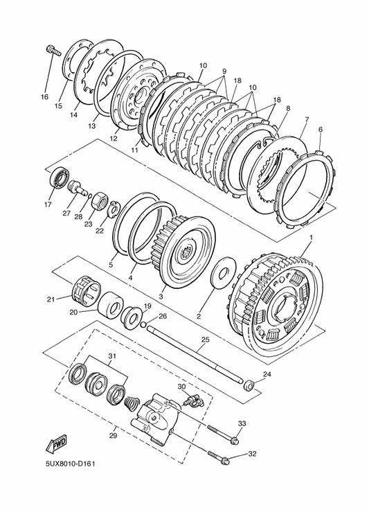 Yamaha 5WM-16371-00 Boss, Clutch — shown on the Clutch parts diagram