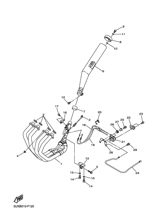 Yamaha 5UX-14826-00 Protector, Exhaust — shown on the Exhaust parts diagram