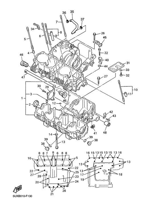 Yamaha 5UX-15484-00 Clamp 2 — shown on the Crankcase parts diagram