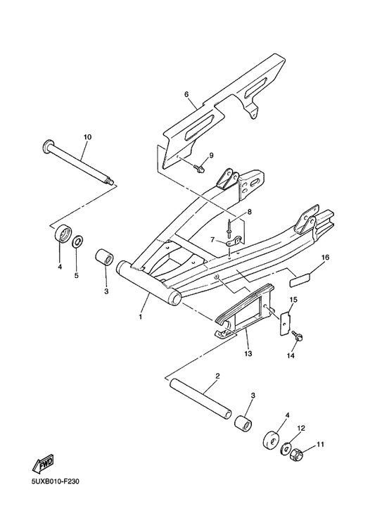 Yamaha 5EA-22149-00 Washer — shown on the Rear Arm & Suspension parts diagram