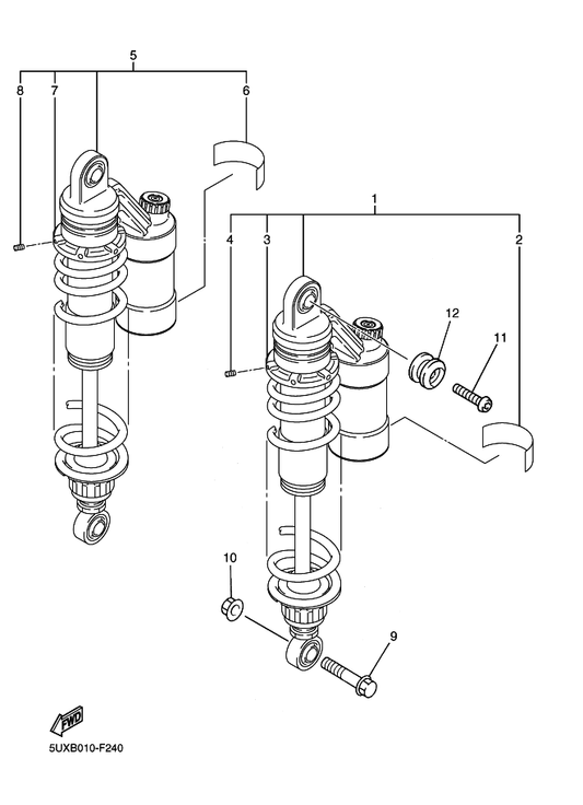 Yamaha 5EA-2216F-00 Hook — shown on the Rear Suspension parts diagram
