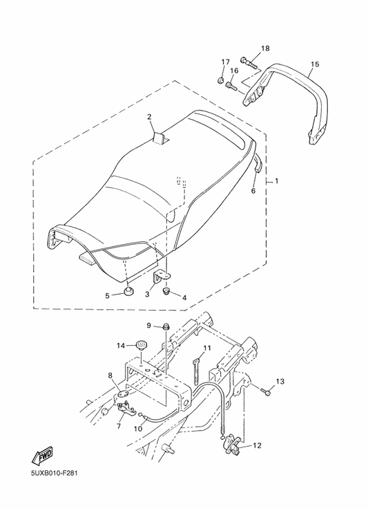 Yamaha 5EA-21631-00 Bolt 1 — shown on the Seat parts diagram