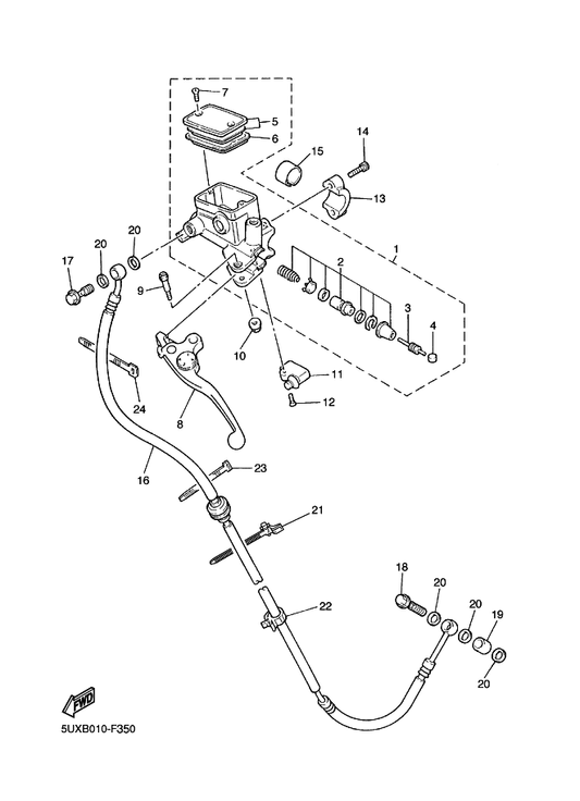 Yamaha 4KG-W2645-01 Master Cylinder Sub Assy — shown on the Front Master Cylinder 2 parts diagram