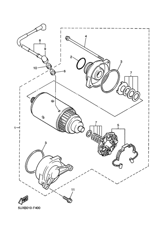 Yamaha 5EA-81890-00 Motor Assy — shown on the Starting Motor parts diagram