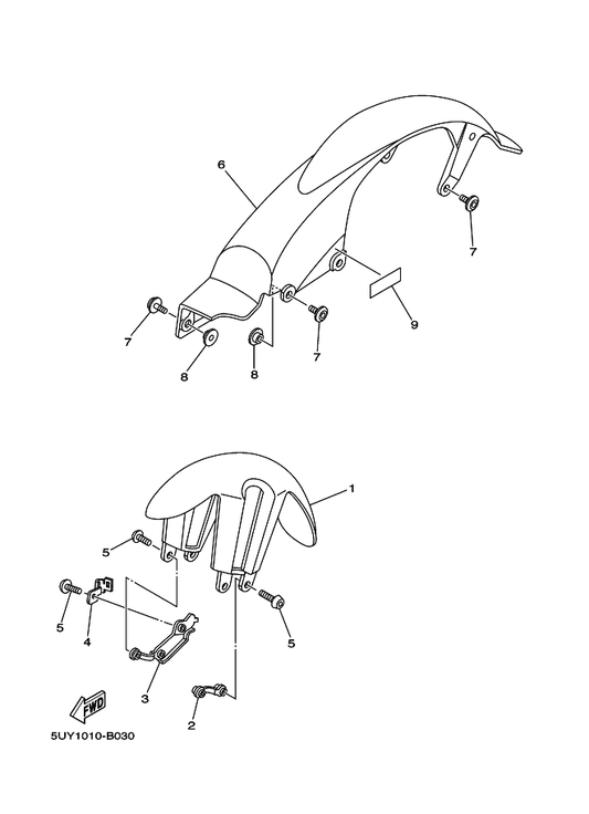 Yamaha 5UY-21511-00 フエンダ,フロント — shown on the フエンダ parts diagram
