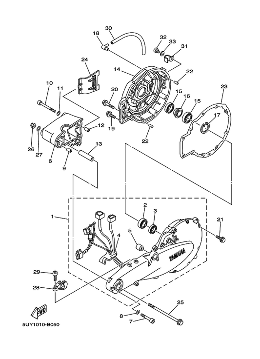 Yamaha 5UY-2537W-00 ブラケツト, 1 — shown on the リヤアーム parts diagram