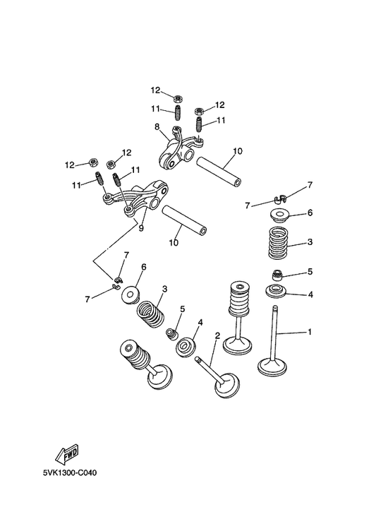 Yamaha 5VK-12151-00 Arm, Valve Rocker — shown on the Valve parts diagram