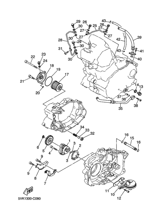 Yamaha 90430-08204 Gasket — shown on the Oil Pump parts diagram